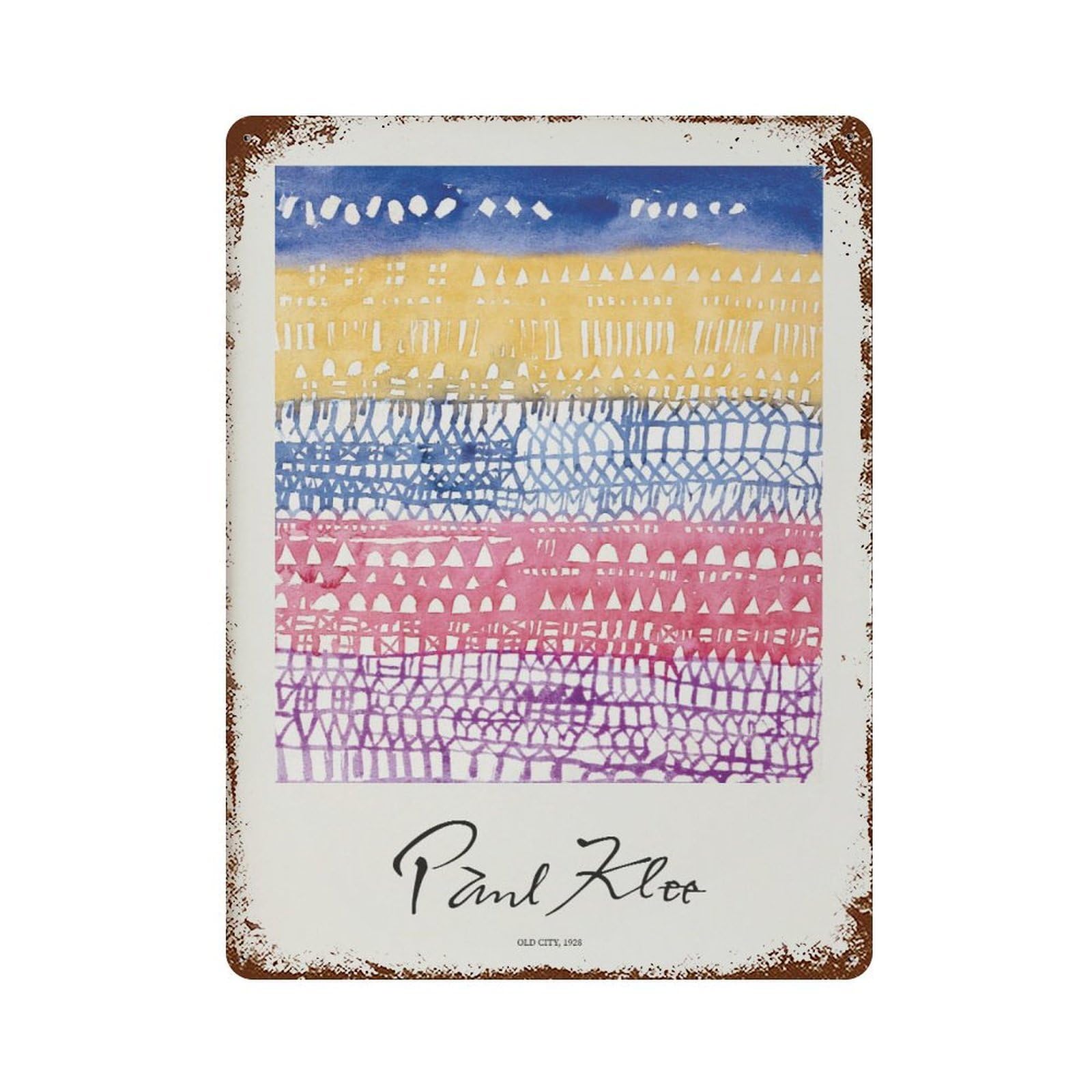 xiaoxiaoshen Paul Klee Old City Abstract Vintage Wall Decor Art Metal Tin Poster Modern Home Decor Art Home Bar Shop Decorations Vintage Sign 40x30cm