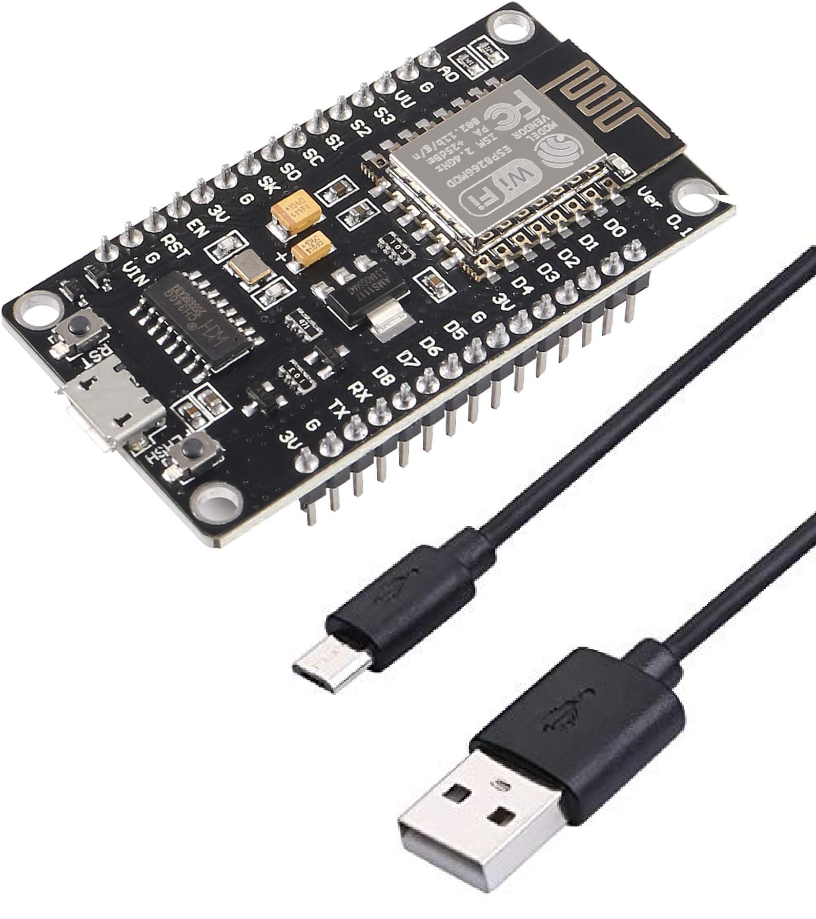 Scriptronics® ESP8266 NodeMCU CH340 Lolin ESP-12E Internet WiFi Development Board Open Source Serial Wireless Module Internet for A_rduino IDE Micropython (Nodemcu With Usb Cable) (B09HYVT6YK) Amazon Price History, Amazon Price Tracker