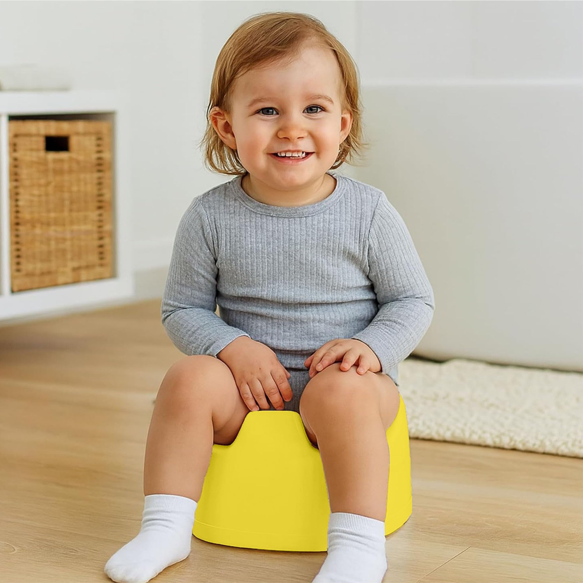 Children Junior Training Potty Toilet Toddler Baby Kids Trainer Chamber Seat Plastic Chair with Cut Out Slot for Easy Carrying, Easy Empty & Clean (H-1 x Yellow Potty Chamber) — view 6