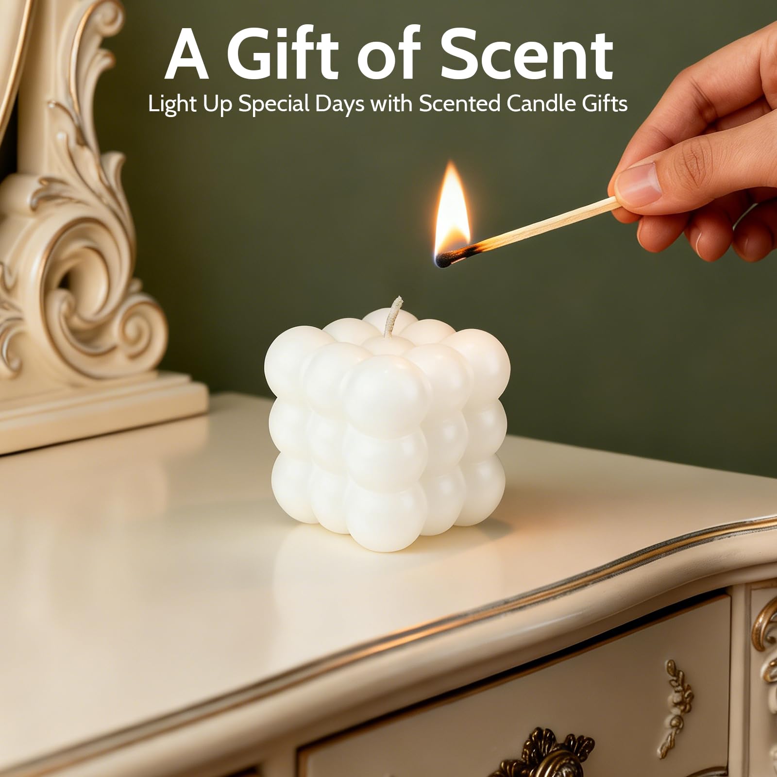 24 velas de burbujas – Velas de cera de soja de vainilla en forma de cubo – Mini velas de soja hechas a mano, para decoración estética de habitación, vela decorativa grande para el hogar