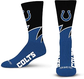 For Bare Feet NFL Unisex Black Wave Crew Sock Nfl Large
