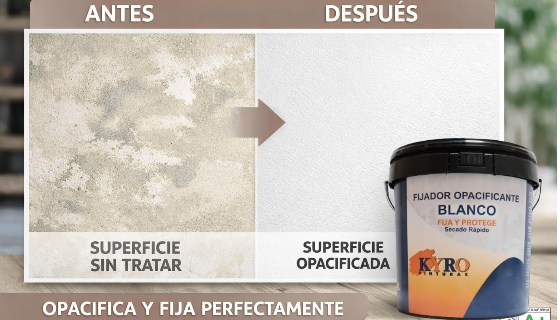Imprimación Fijadora Blanca al Agua. Fijador de fondos. Interior Exterior. Pintura tapaporos. Gran absorción y adherencia. (4 Litros)
