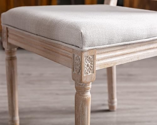 Miniatura 7 de CIMOTA Juego de 2 sillas de comedor estilo granja, sillas de comedor de ratán francés con respaldo rectangularsillas laterales vintage tapizadas de