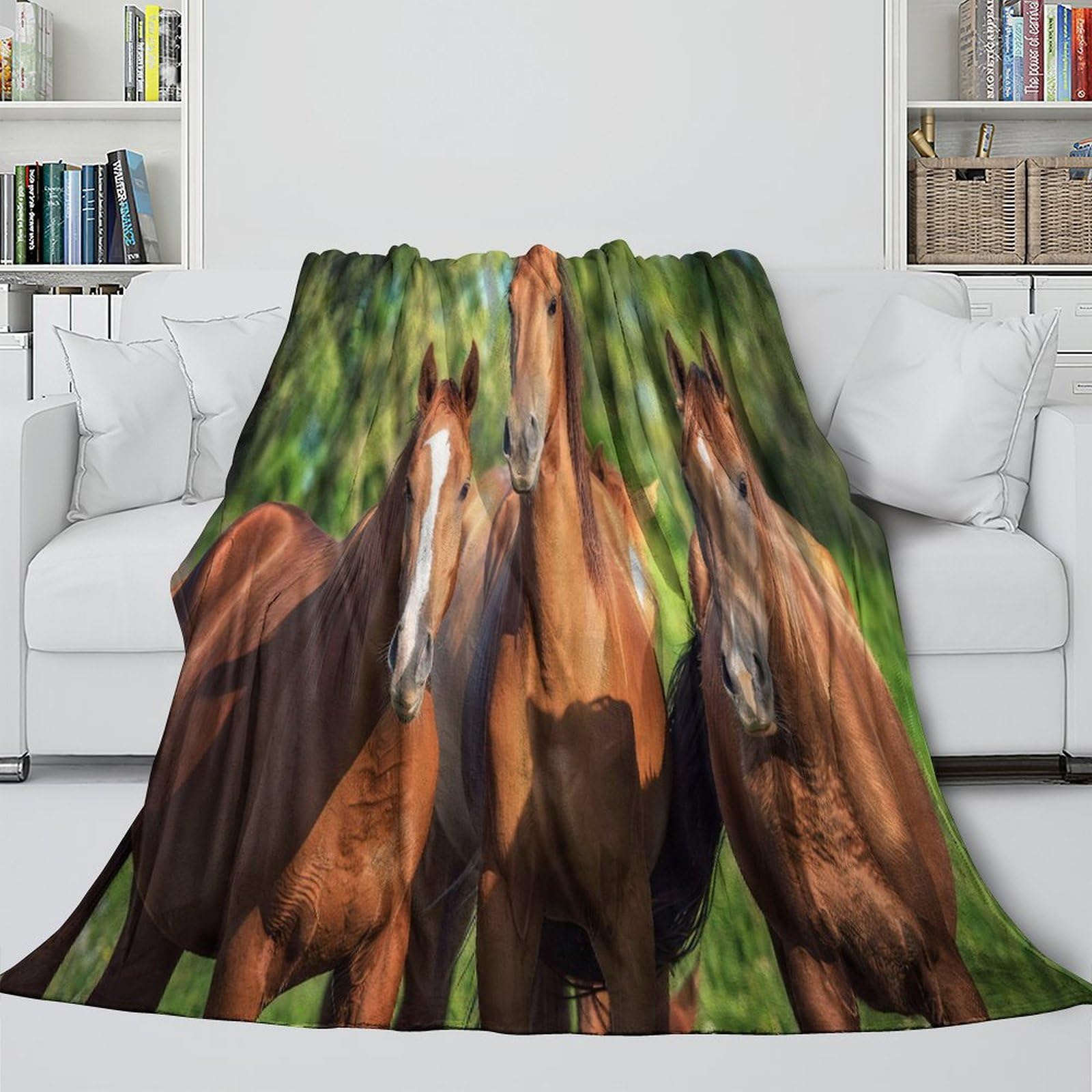 stampa 3D in field coperta da viaggio microfibra biancheria da letto compatta coperta da viaggio morbida per giovani in vacanza Natural wildlife 70×80inch(180x200cm)