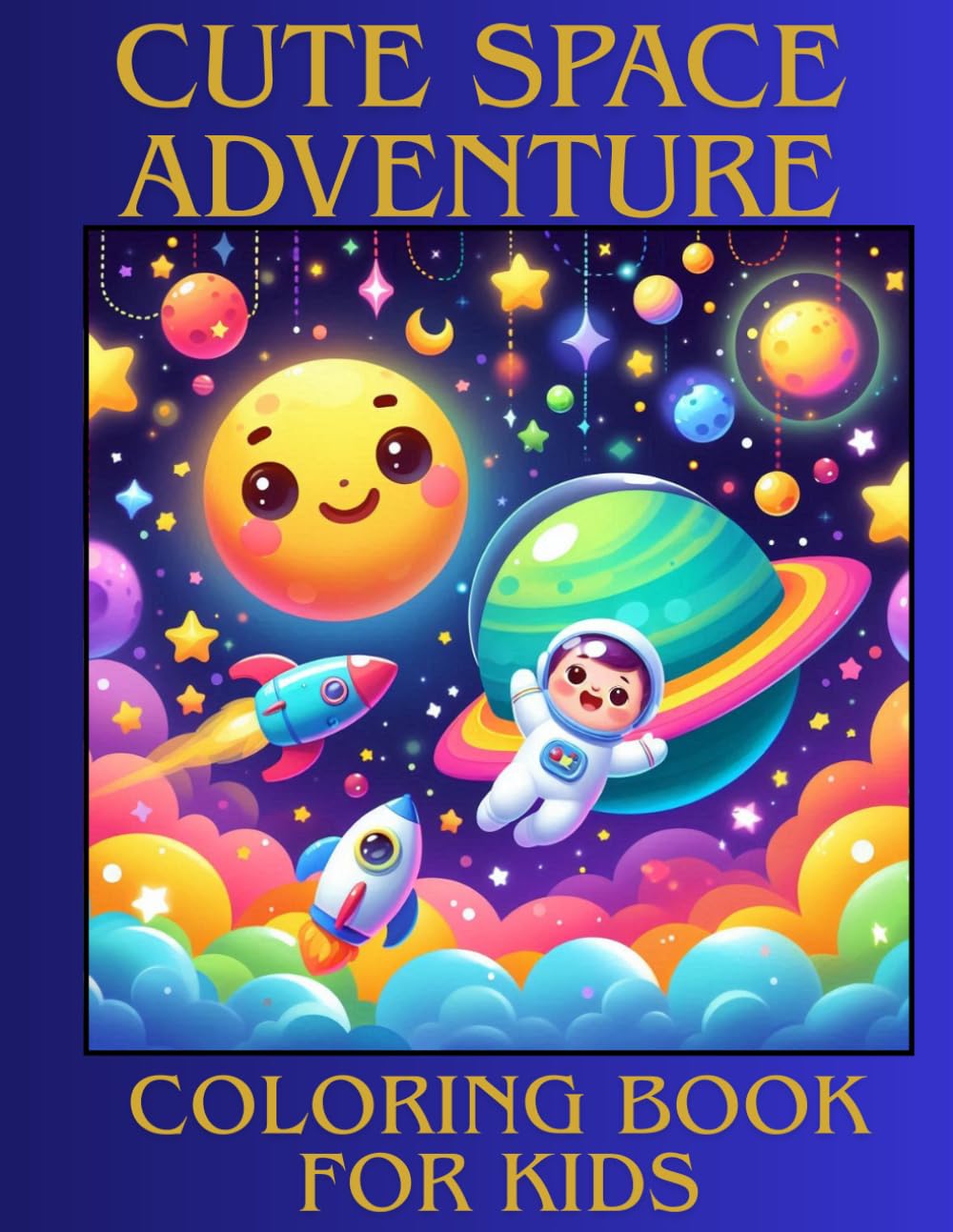 Cute Space Adventure Coloring Book for Kids: Outer Space Activity Pages with Astronauts, Planets, Rockets & Aliens for Boys & Girls