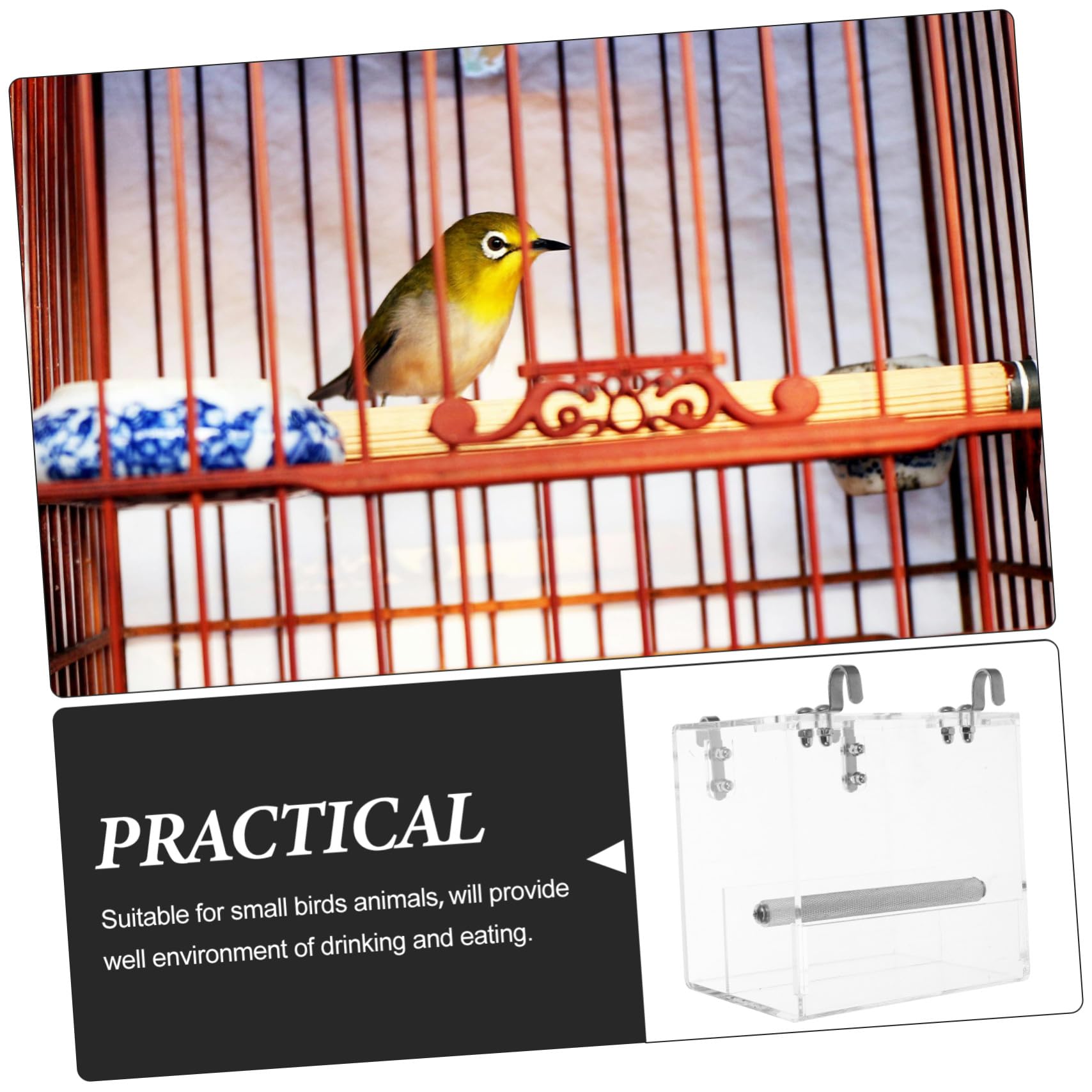 Mangeoire Automatique Plastique pour Oiseaux Petits et Perroquets Bol Eau et Nourriture Facile à Installer et Nettoyer Accessoire Suspendu Décoratif pour Cage