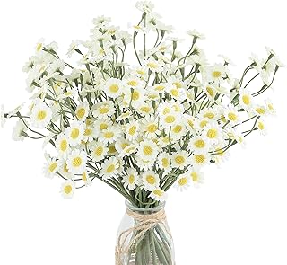 Floroom 24pcs Ivory Small Artificial Flowers Faux Silk Daisies Fake Wild...