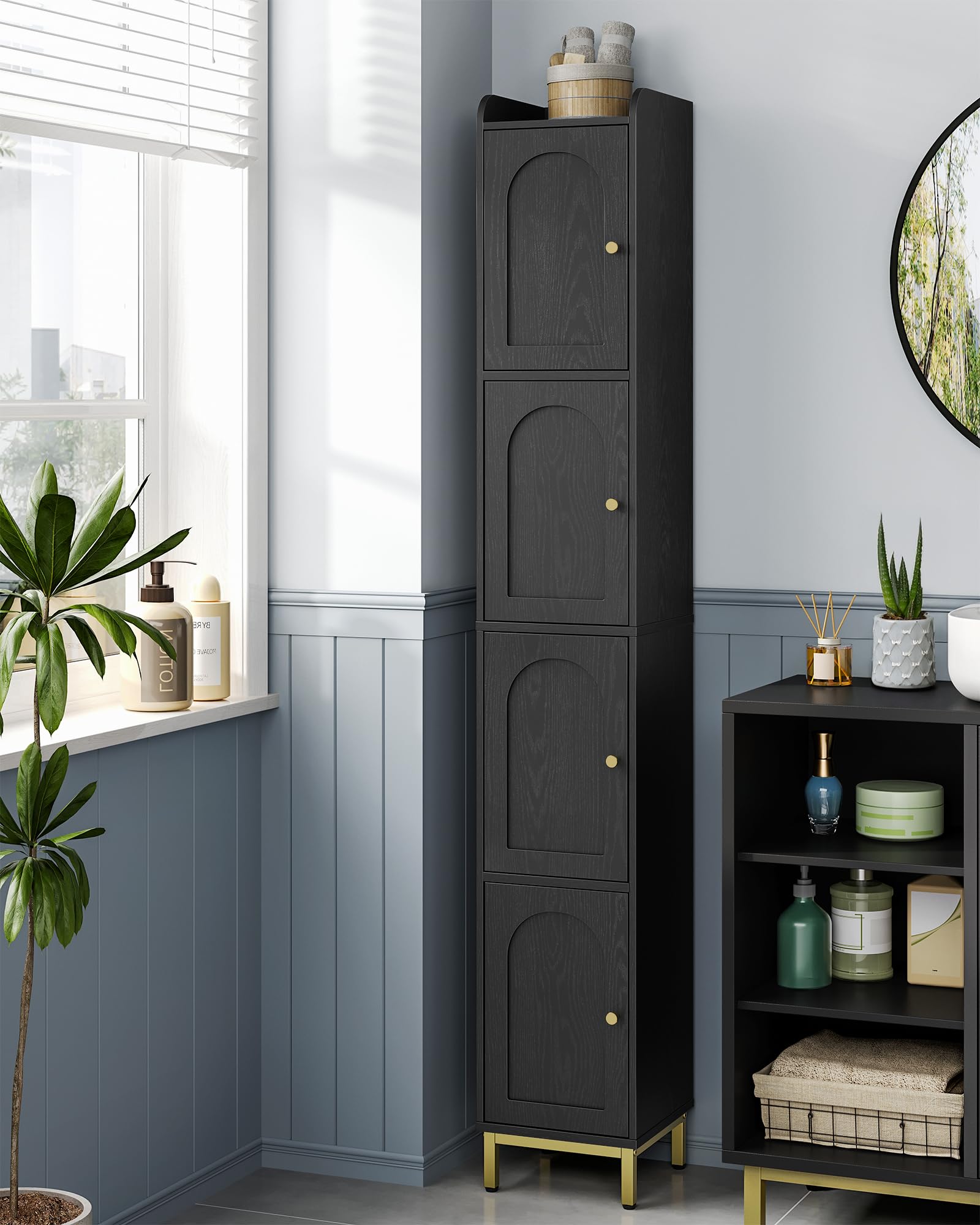 Amazon.com: Hzuaneri 4-Tier Narrow Tall Storage Cabinet, Slim