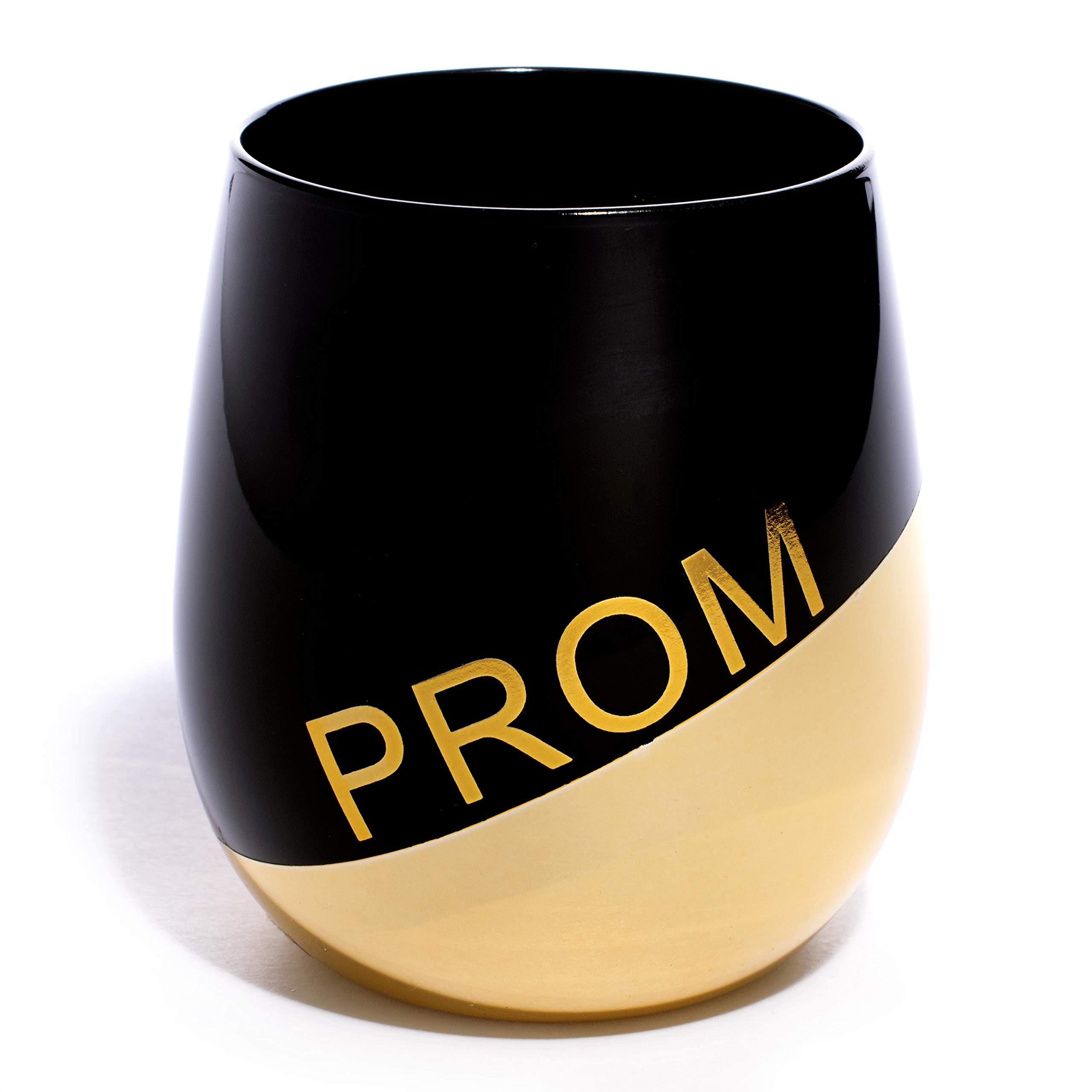 Anderson's Gold and Black Color Block Prom Lowball Glass, 10 Ounces - Pack of 4