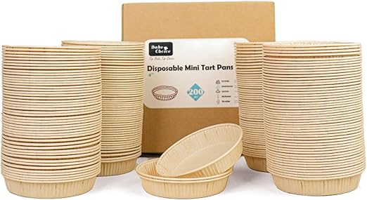 200pcs Paper Mini Tart Pans for Baking, mini pie tins 4Inch Mini Pie Pans, Non-stick, Disposable Quiche Baking Dish, Oven safe, Microwave safe