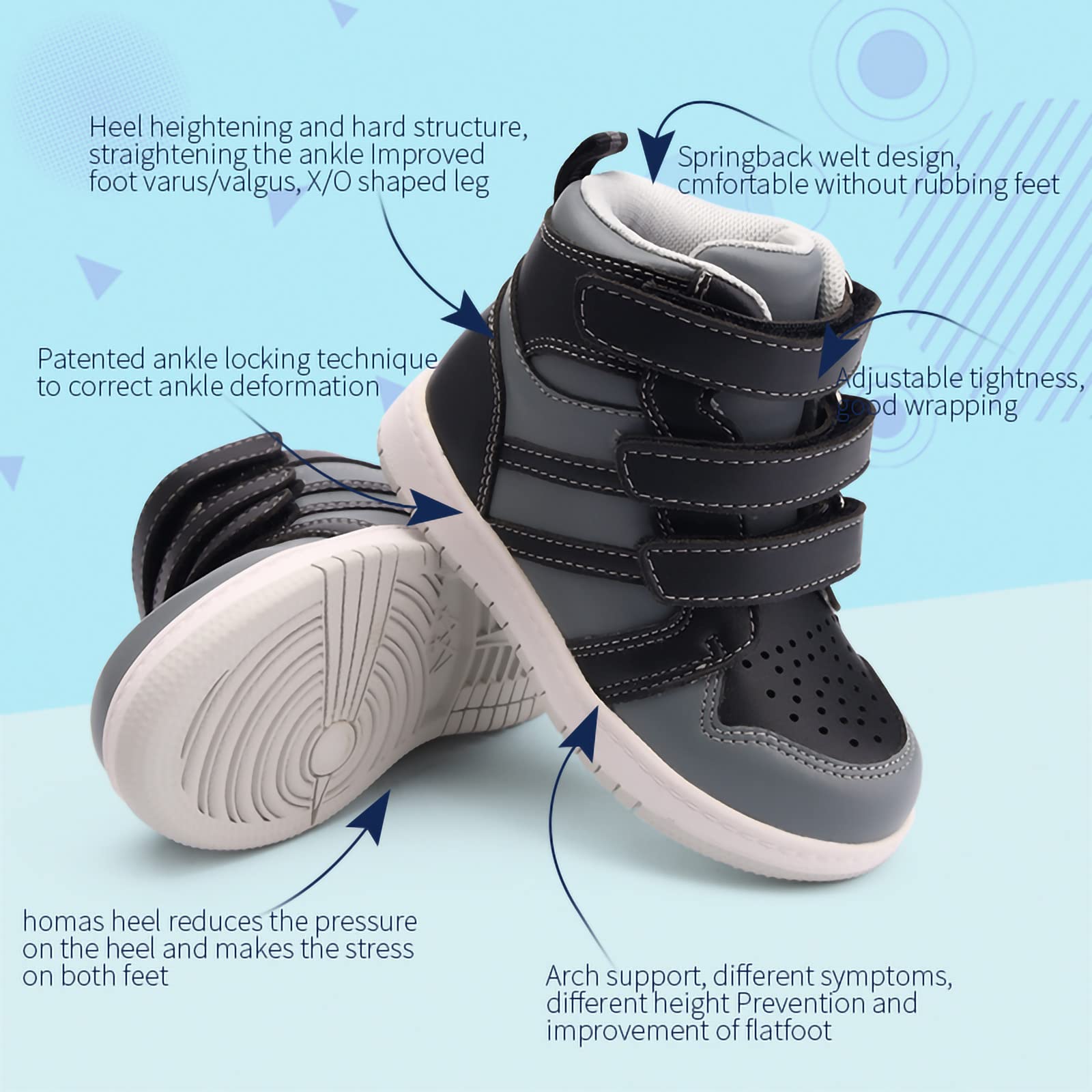 Zapatos ortopédicos para niños y jóvenes,Botas de Soporte de Arco y Tobillo para niñas y niños para Corregir los Problemas de los pies,Suelas Antideslizantes