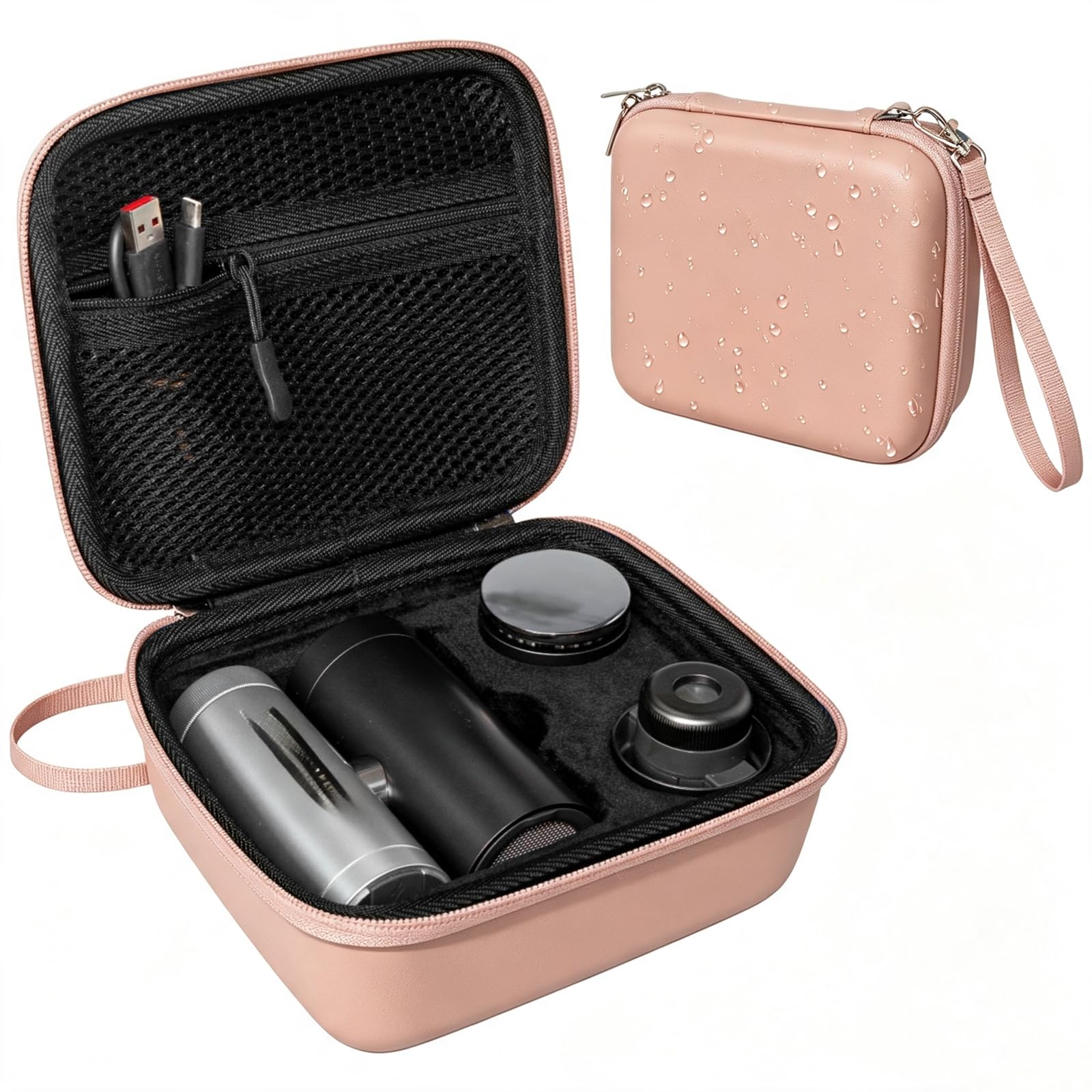 Hard Travel Case Carrying Case,For Shark Chill Pill FA02X With Compartments With Zipper,Waterproof Carry Case,3 In 1 Personal Cooling Fan,For Shark Chill Pill(Gold)