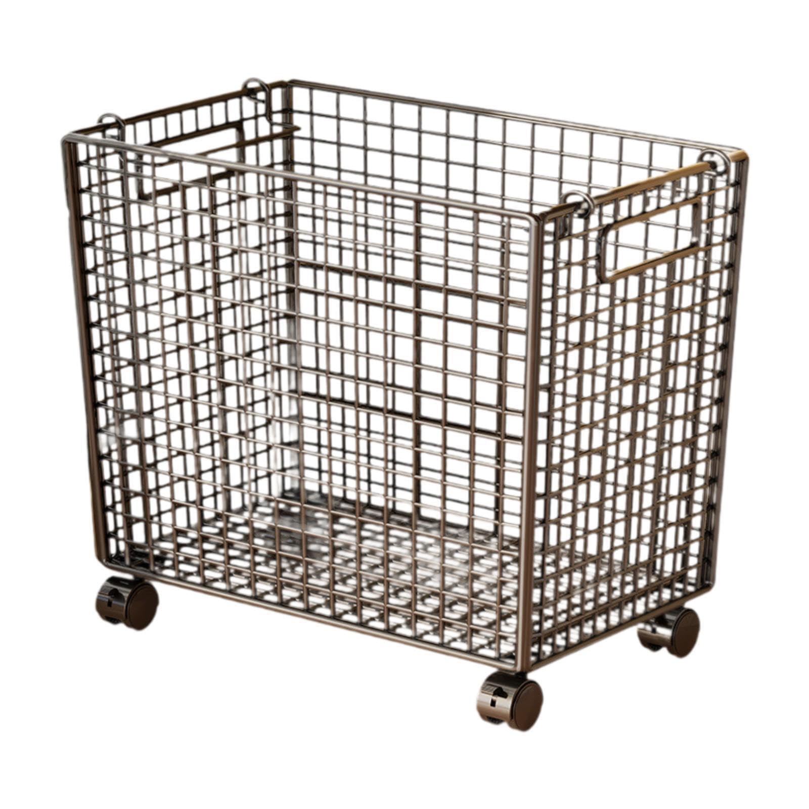 Cesto portabiancheria con ruote, organizer per carichi pesanti con maggiore flessibilità, cesto portabiancheria con ruote in rete, contenitore