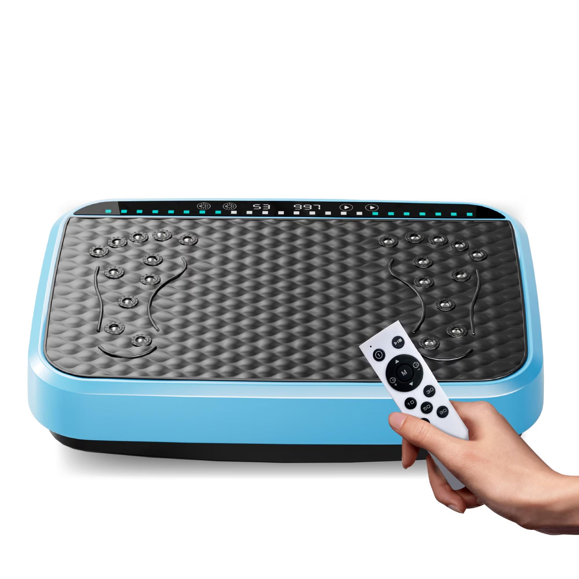 200w vibration plate fat removing machine with adjustable speeds vibration,quiet operation for home gym/apartment use, led fitness tracker for weight loss fat burner for women men, blue