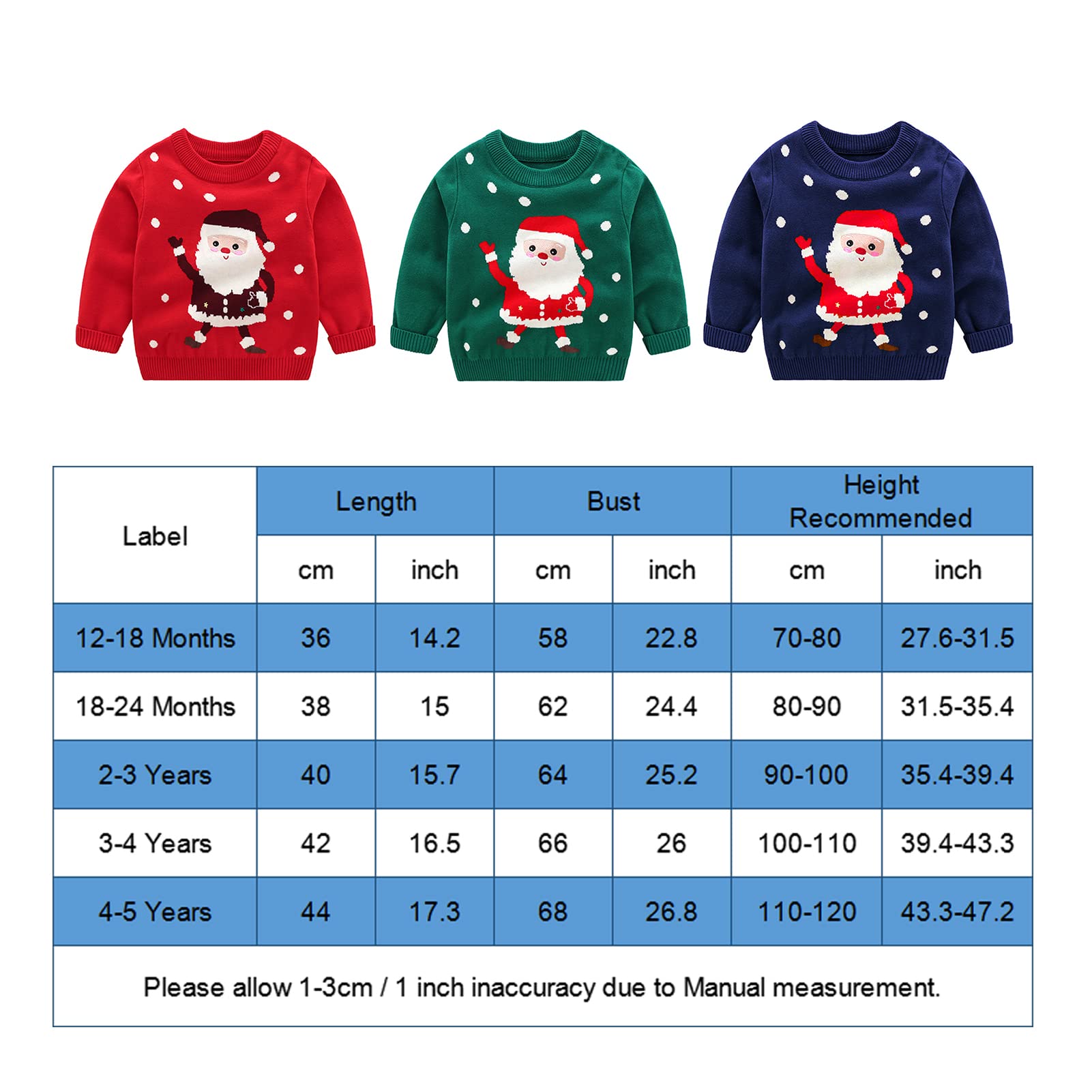 JiAmy Bambino Ragazzi Maglione Felpe Sportive Natale Pullover Inverno T-Shirt a Maniche Lunghe 2-3 Ans