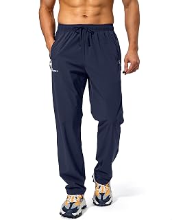 Pudolla Men's Workout Athletic Pants Elastic Waist Jogging Running Pants for Men with Zipper Pockets