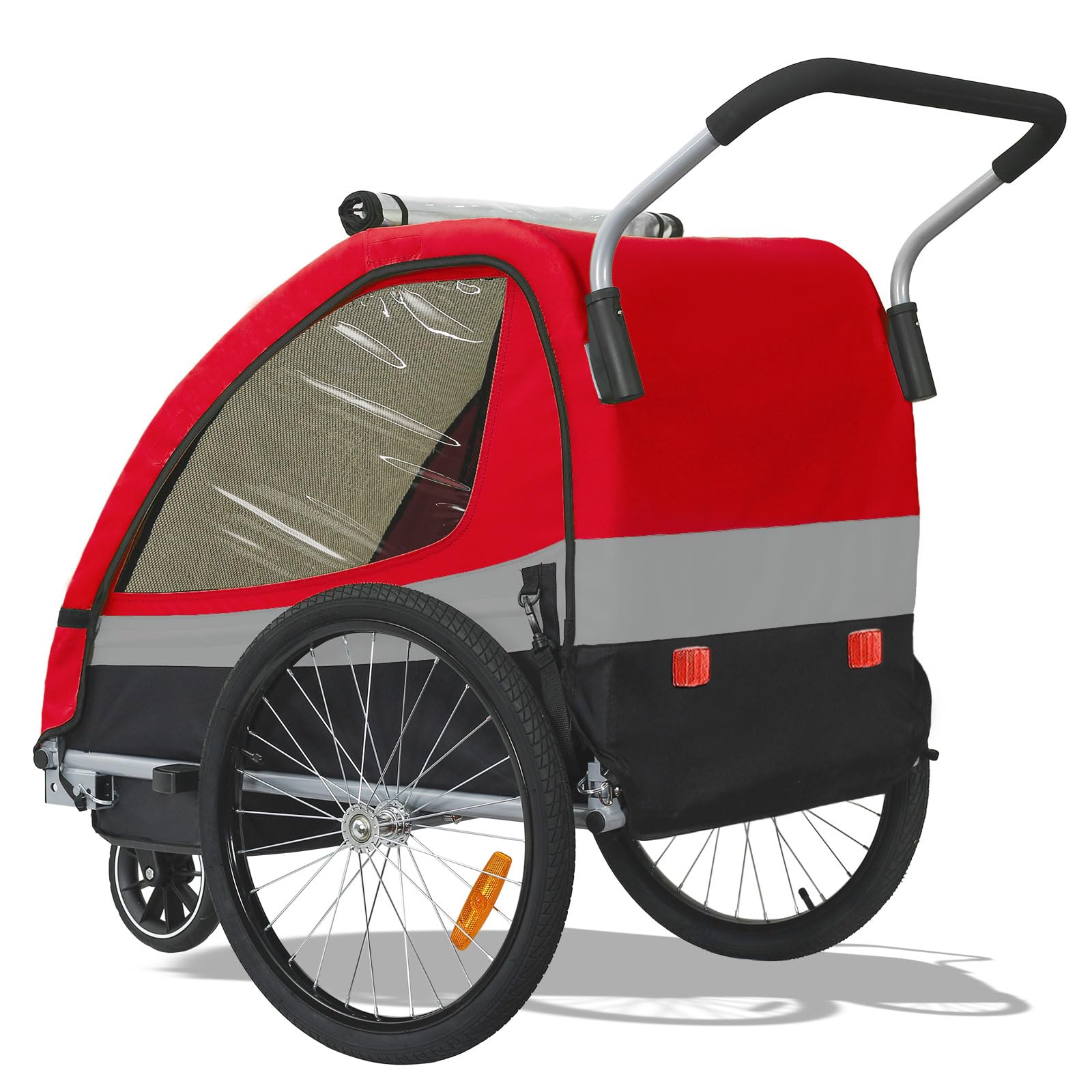 Convertible Jogger Remorque à Vélo 2 en 1, pour enfants - 502-01 Rouge/Noir