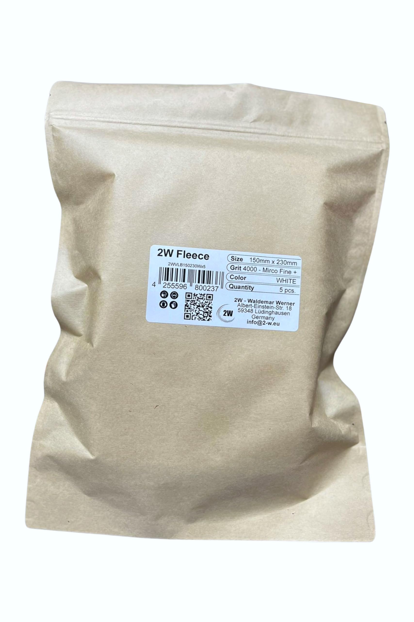 2W P4000 P4000 - Hoja de fieltro abrasivo (150 x 230 mm, 5 unidades), color blanco