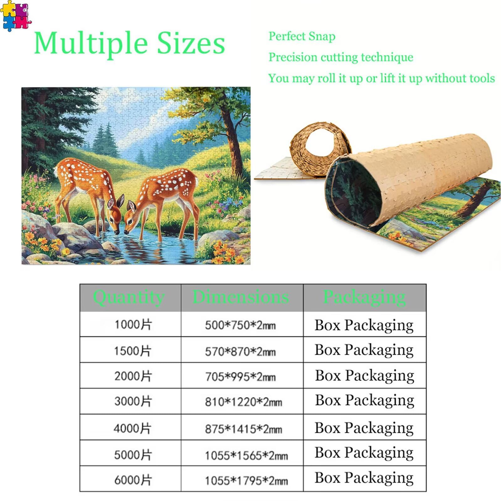Puzzle 2000 sztuk leśnych jeleni (2), drewniane puzzle XXL 99,5 x 70,5 cm, puzzle dla dorosłych, pakowane z doskonałą pielęgnacją, stymuluje pamięć i koncentrację, puzzle 2000, pomysł na prezent dla