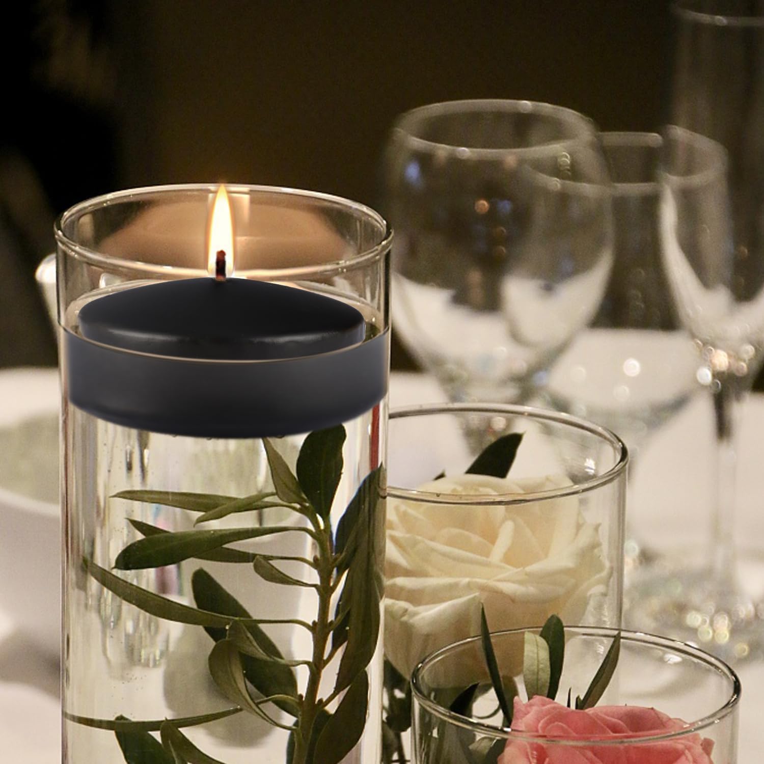 Pliadvbu Black 3-Inch Floating Candles - Set of 12 Long-Lasting, Waterproof, Wind-Resistant, Perfect for Halloween Decorations, Outdoor Pools & Parties, Holiday Decorations - Image 5