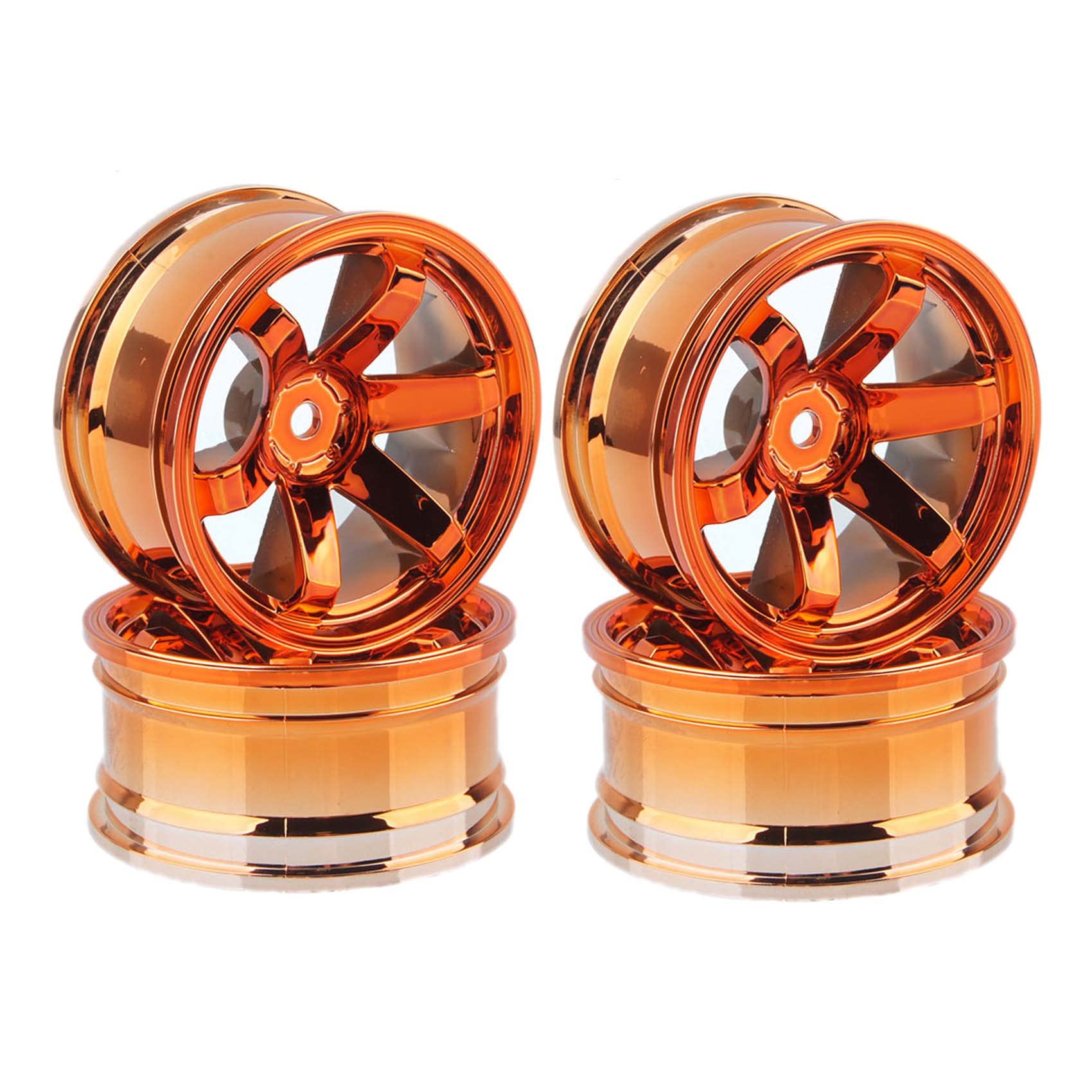 KEEDA 4PCS 1:10 RC Tires and Plastic Wheels Rims for 1/10 HSP HPI Tamiya RC On Road Touring Racing Drift Car (Orange) - Image 4