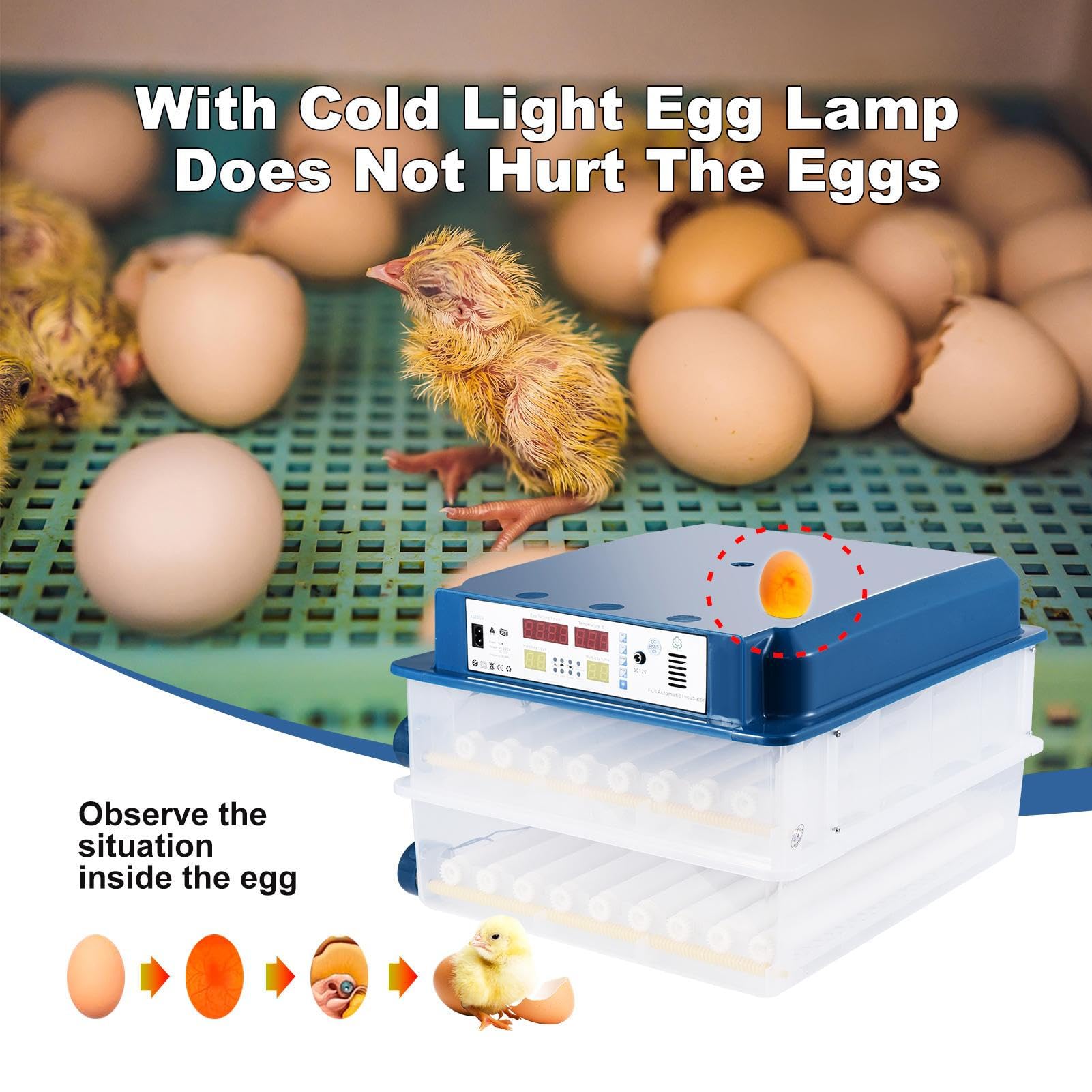 120 Egg Incubators for Hatching Eggs Automatic Temperature Control Chicken Quail Eggs Incubator Humidity Monitoring,Poultry Hatcher with 5 Hatching Modes for Farm Egg Incubation
