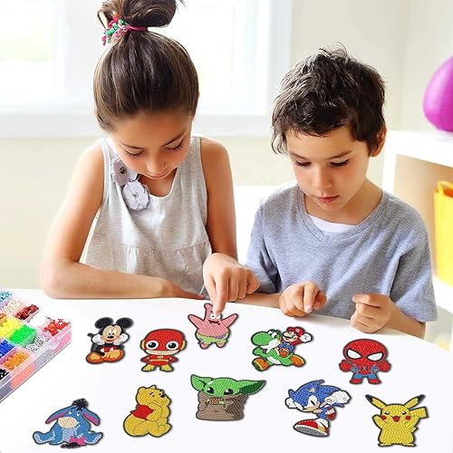 Miniatura 4 de Fotasmua 10 imanes de pintura de diamantes de dibujos animados, imanes de nevera de animales, kits de pintura de diamantes para niños de 4 a 9 a 12
