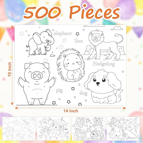Miniatura 2 de 500 manteles individuales desechables de papel para colorear de 14 x 10 pulgadas, manteles individuales desechables para mesa de comedor, manteles