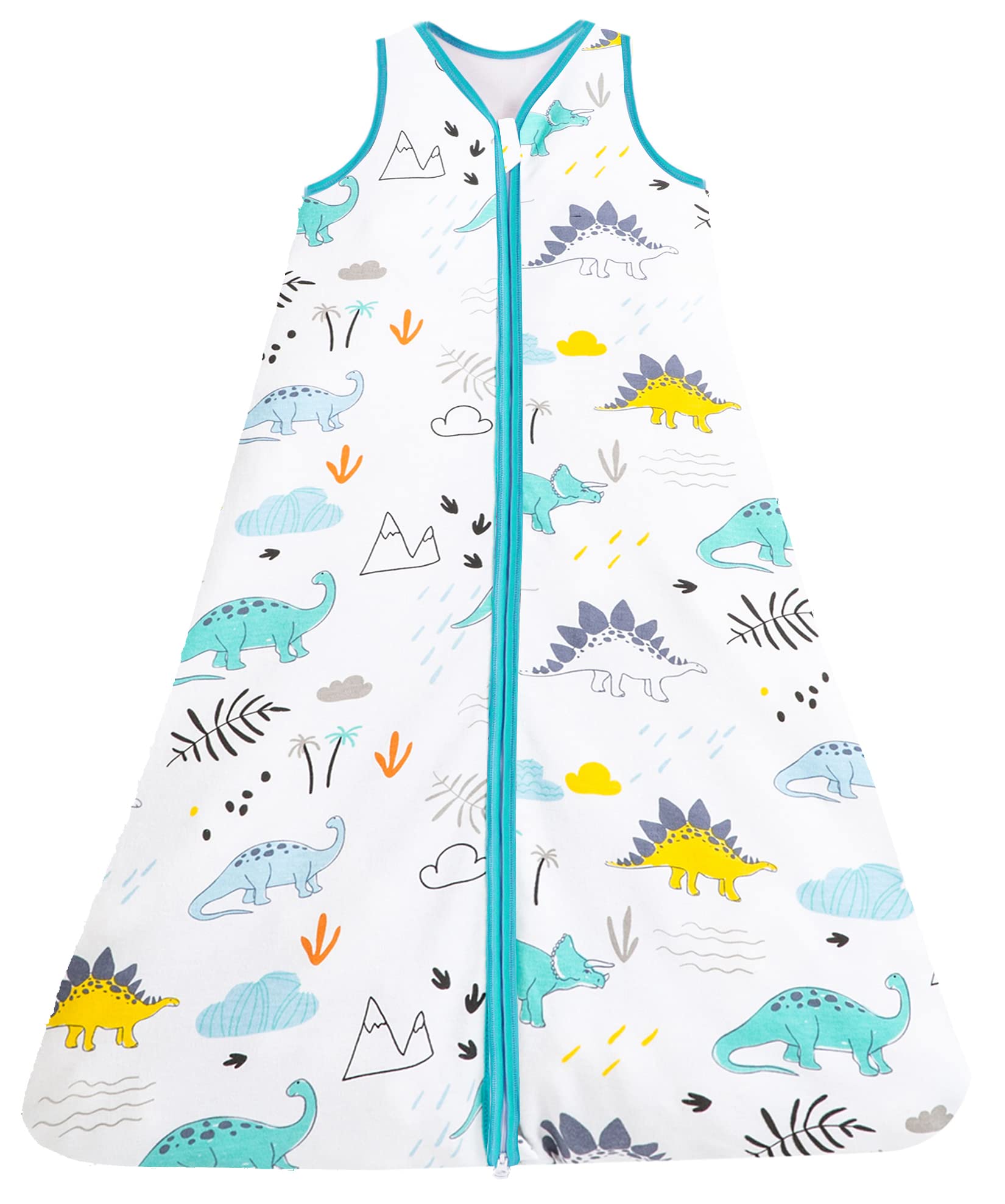 Chilsuessy Baby Sleeping Bag 100% Cotton 1Tog Toddler Sleeping Sack Newborn Wearable Blanket Summer Swaddle Wrap, Dinosaur Park, L/1-2 Years