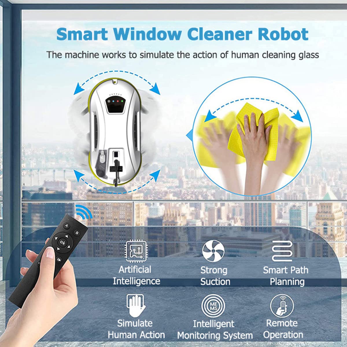Robot do czyszczenia okien o dużej mocy Zestaw do automatycznego czyszczenia okien, Wysoka szyba okienna, Dwutarczowe systemy czyszczenia tłokowego