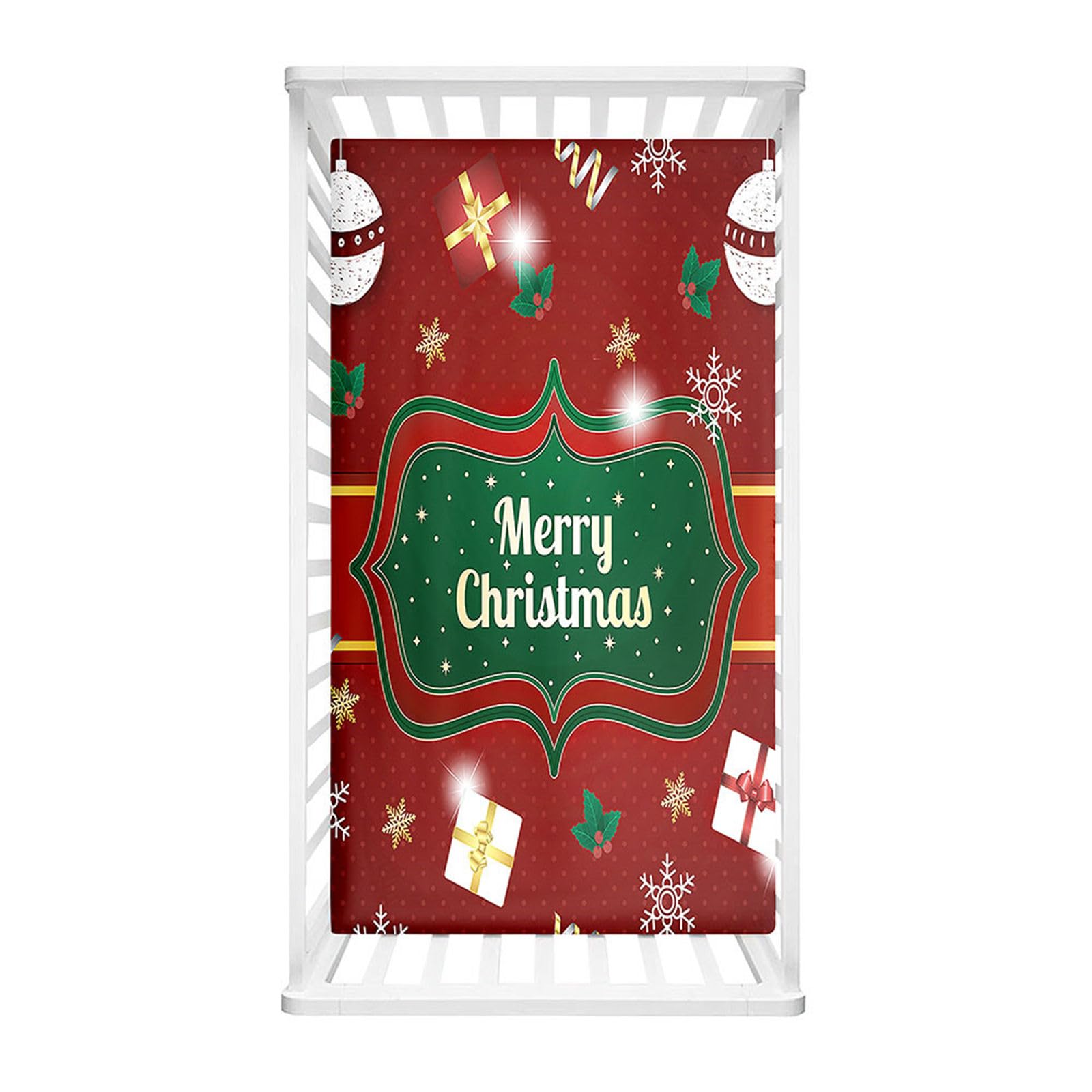 Odot Cot Bed Fitted Sheets, Merry Christmas Moses Basket Fitted Sheet Microfibre Crib Fitted Sheets Soft Baby Bed Sheets Bassinet Sheets Cot Bed Mattress Protector (Snowflake,95x65cm)