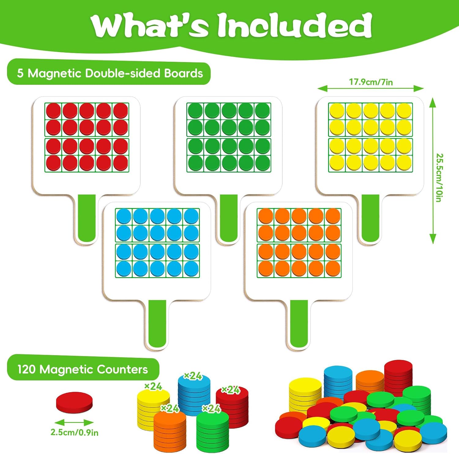 5 Magnetic Ten Frame Set & Math Counters Addition Subtraction Games image 5