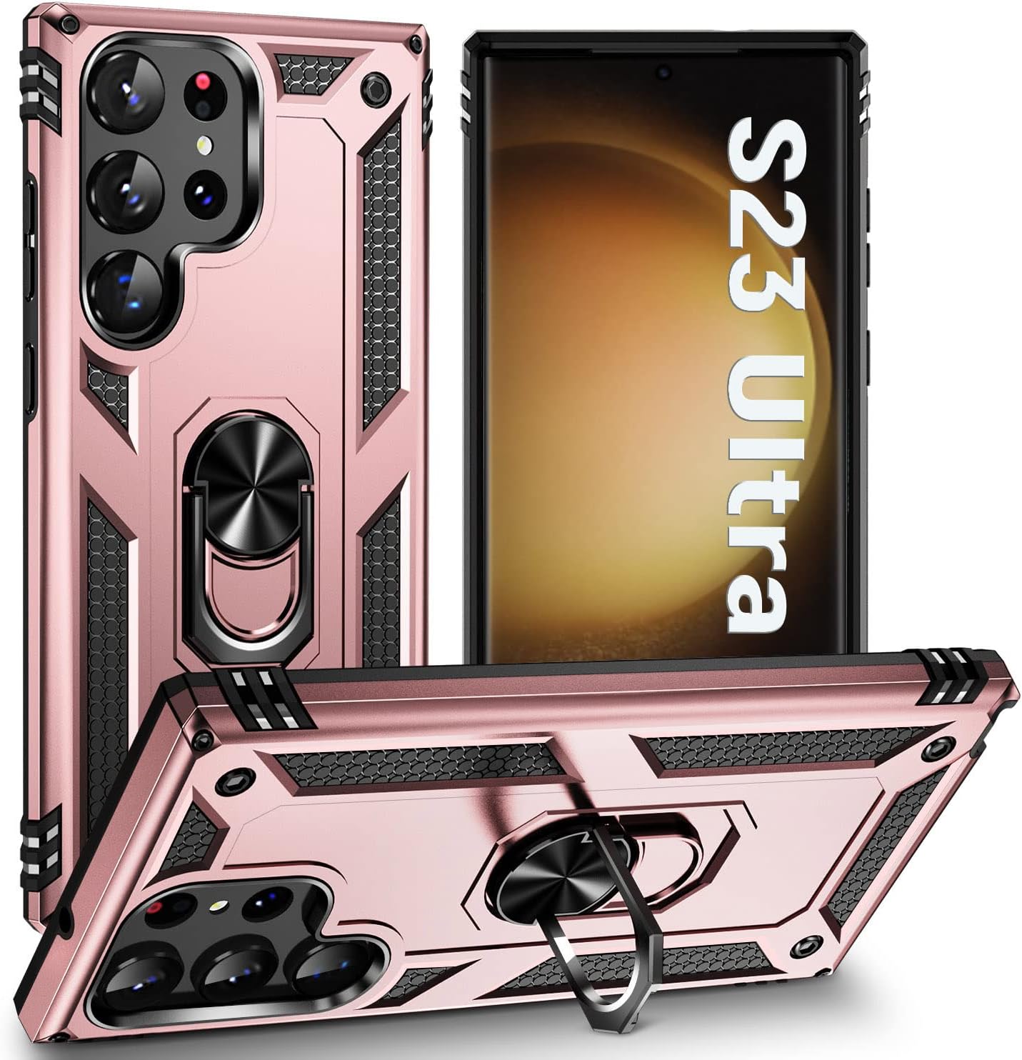 S23 Case:ZOEII for Galaxy S23 Case for Samsung S23,6.1’’ inch,with Stand Heavy Duty Drop Protection Military Protective Tough Durable Phone Cover, S23 Case Red