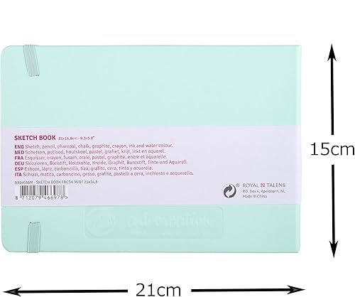 Miniatura 2 de Tarence T9314-035M Art Creations Cuaderno de bocetos, cuaderno de dibujo, 8.3 x 5.9 pulgadas (8.3 x 5.9in), menta fresca, Grosor 4.9 ozpies