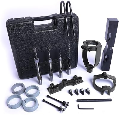 Woodworking Square Hole Drilling - Locator Set & Bench Drill