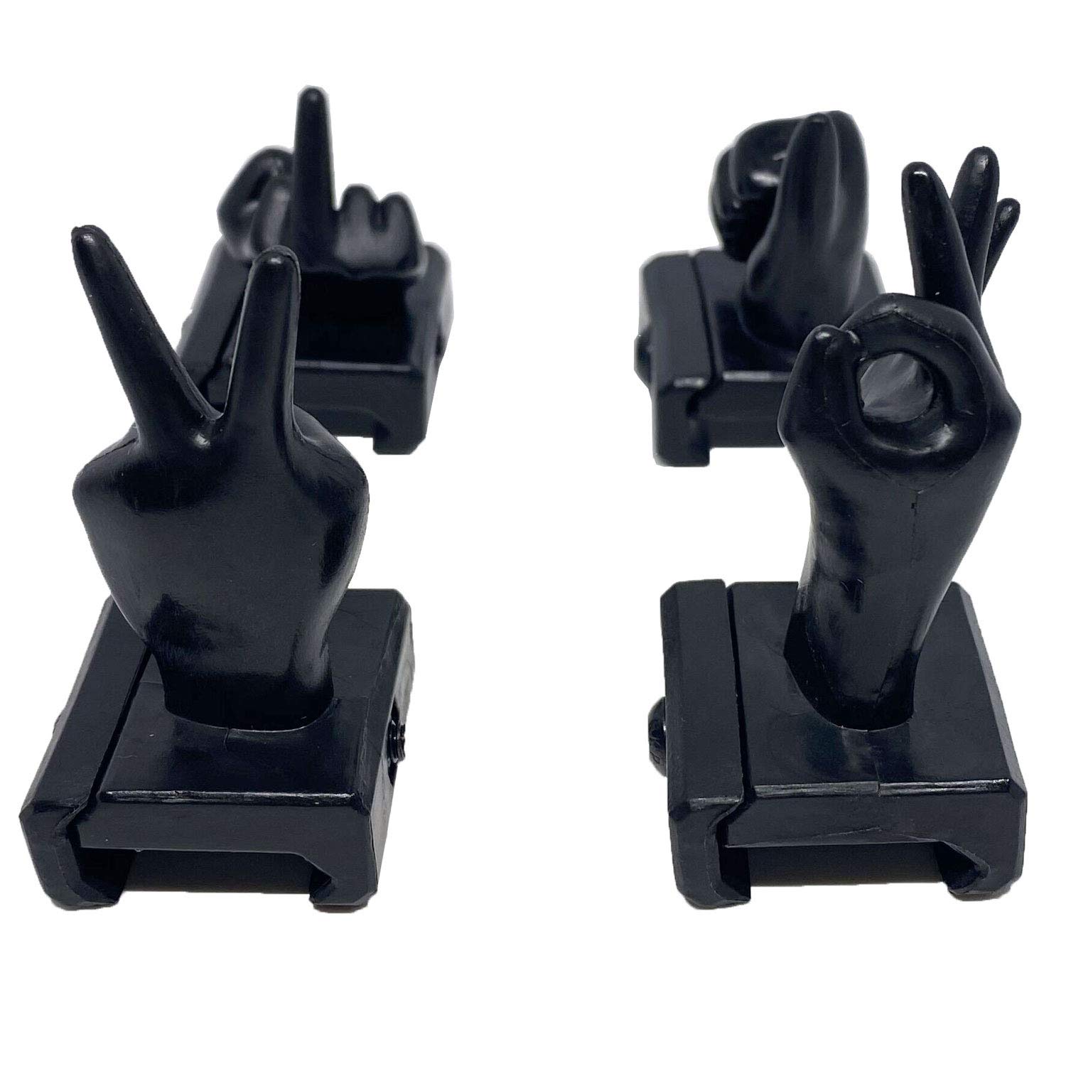 Novelty Finger Sight Set, Fixed Backup Front and Rear Sight BUIS Set, Fit Picatinny Rail and Weaver (2 Sets of Finger Sight Set)