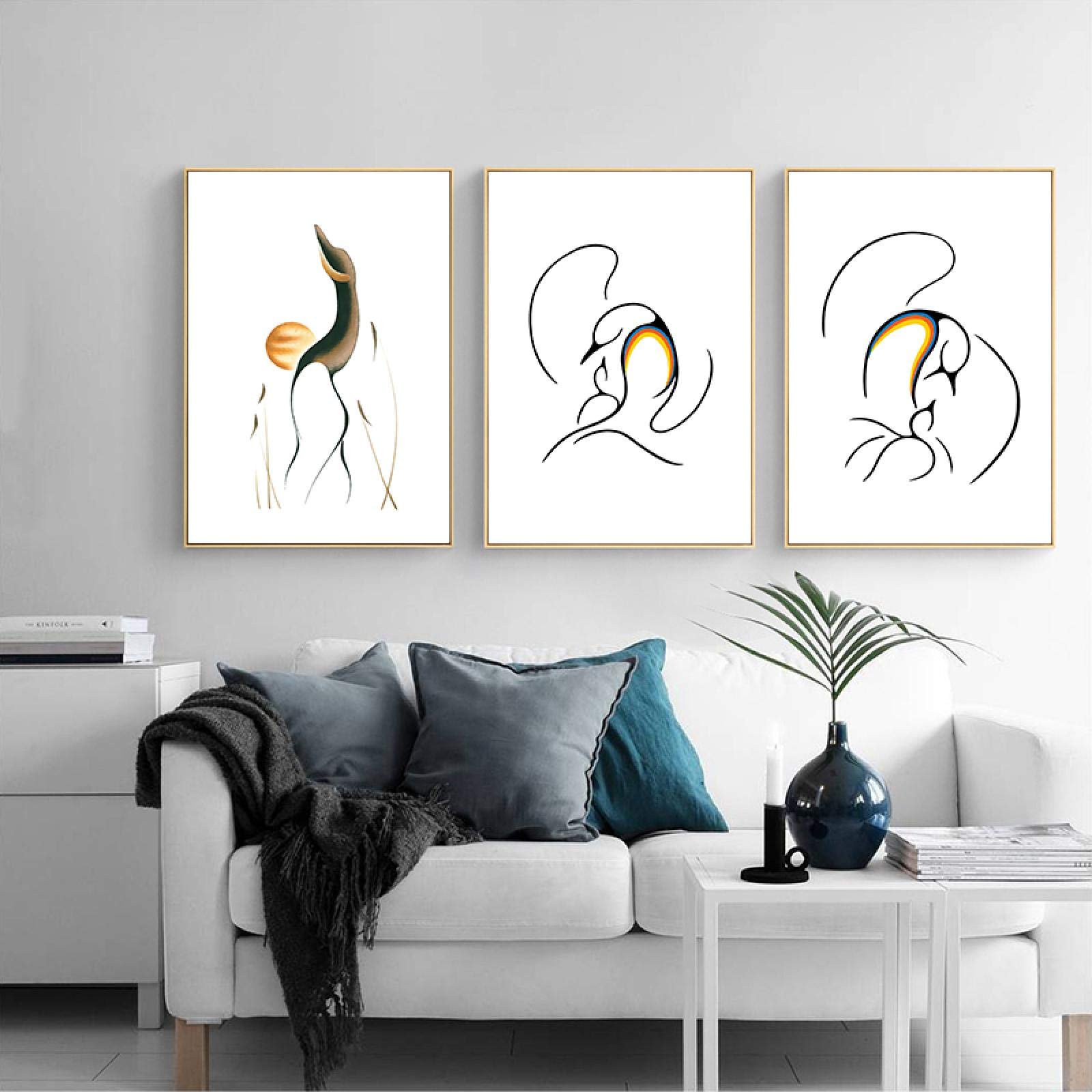 Impression murale triptyque 60x80cm affiches abstraites monochromes sans cadre