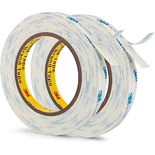 3M 1600T Double Sided Tape, PE Foam Tape 0.5" x 18 Ft White Removable Strong Adhesive No Residue for RV Picture Hanging, Posters Frames Wall Decor Indoor & Outdoor Use2 Pack
