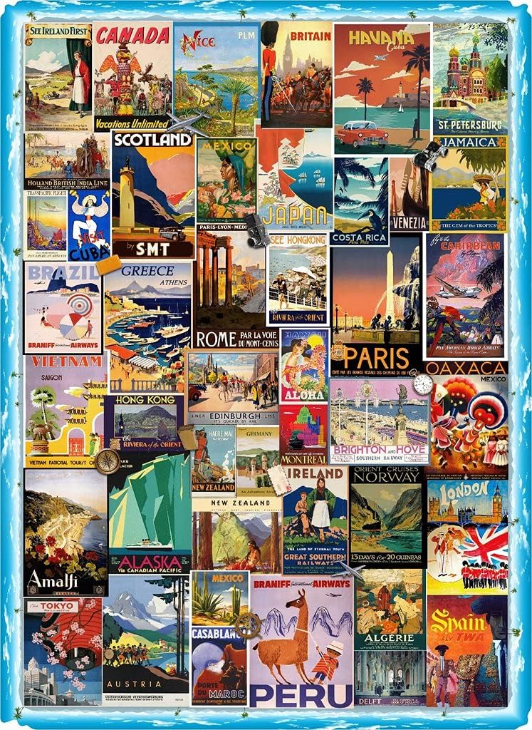 Wooden Jigsaw Puzzles for Adults - Vintage Travel Posters - 502 Pieces by Nautilus Wooden Puzzles. Made in The USA