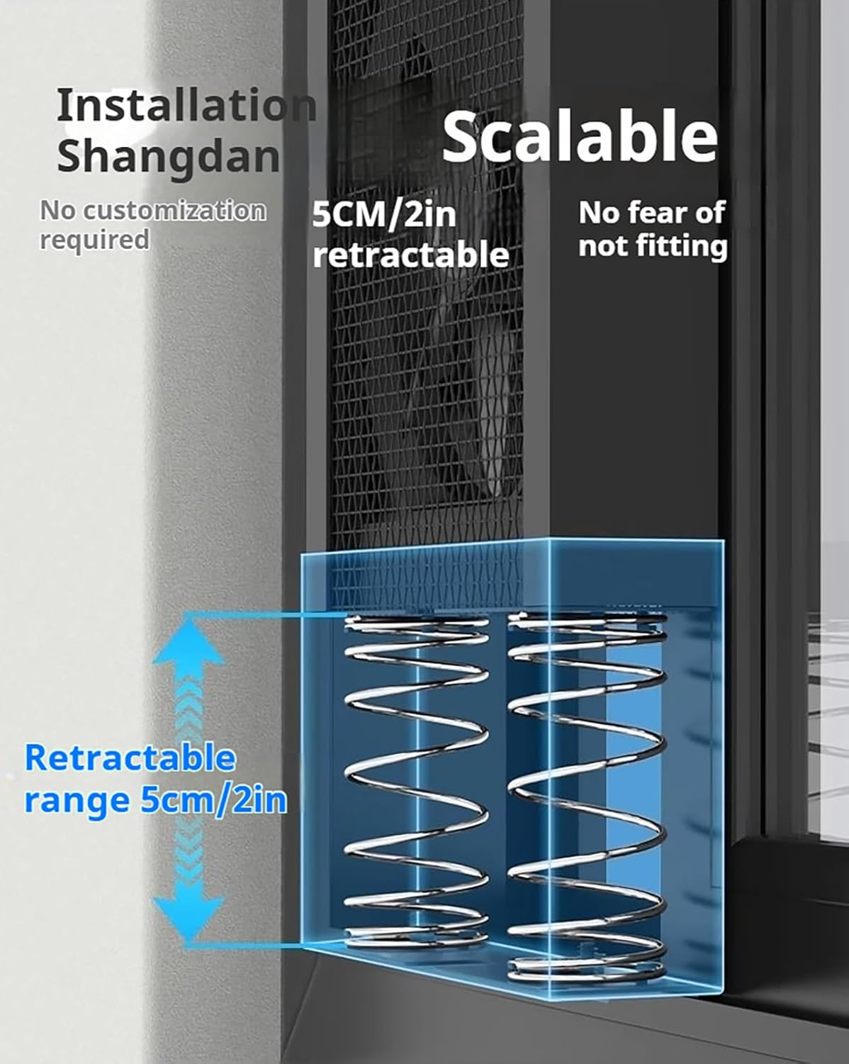40–150cm Vertical Window Exhaust Fan, Punch-Free Retractable Window Vent Fan with 5cm Telescopic Clamp, Adjustable Speed, Aluminum Alloy Frame for Bedroom Bathroom 135~140cm/53.14~55.11in