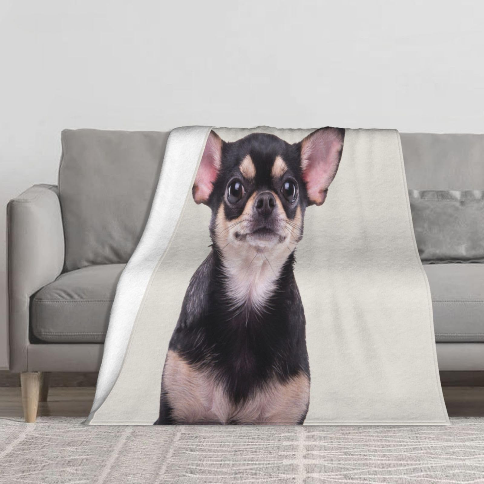 Couverture flanelle anti-froid plaid epais et doux de canape Chihuahua