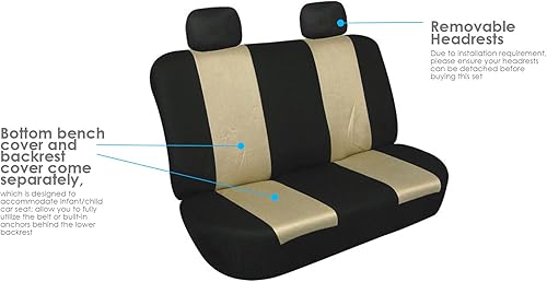 Miniatura 3 de TLH - Juego de fundas clásicas de asiento de tela, ajuste universal para coche, camión, todoterreno