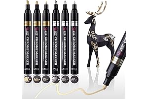 LET'S RESIN 6Pcs Mirror Chrome Permanent UV Marker, 3 Sizes Metallic Markers for Most Surfaces