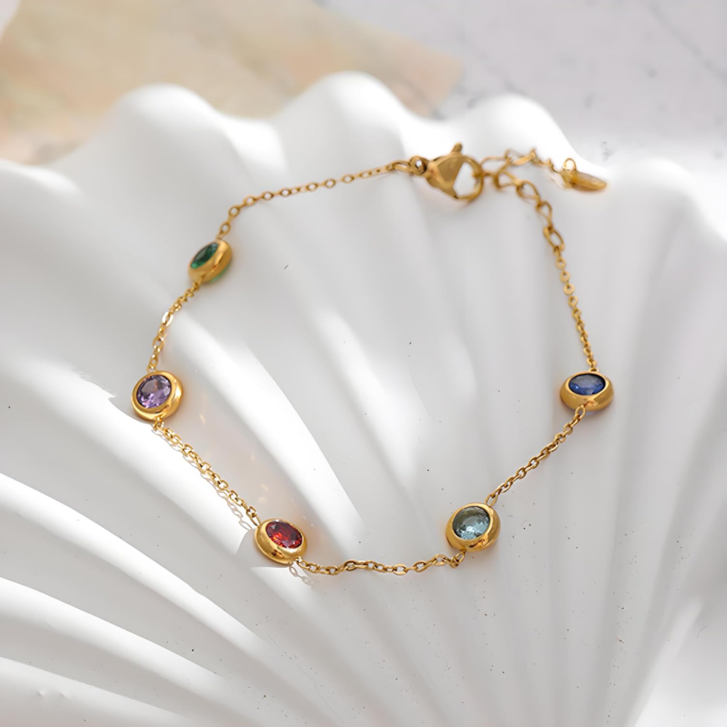 DASIQI Zirconia Tennis Bracelet for Women Hypoallergenic Gold Silver Titanium Steel Chains with Rainbow Stones, Pavé Sparkle | Everyday Luxury
