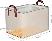 Vista 2 de KEEGH Cestas de almacenamiento para organizar, contenedores de almacenamiento de tela para estantes con mango de cuero, cestas de estante