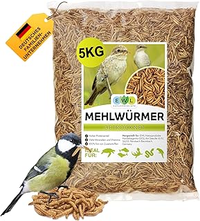 EWL Naturprodukte Mehlwürmer getrocknet 5kg (32,5 ltr). Insektensnack Vögel, Fische, Schildkröten, Nager, Igel, Reptilien, Vogelfutter Wildvögel Ganzjährig Eichhörnchen Futter Hamsterfutter Igelfutter product image
