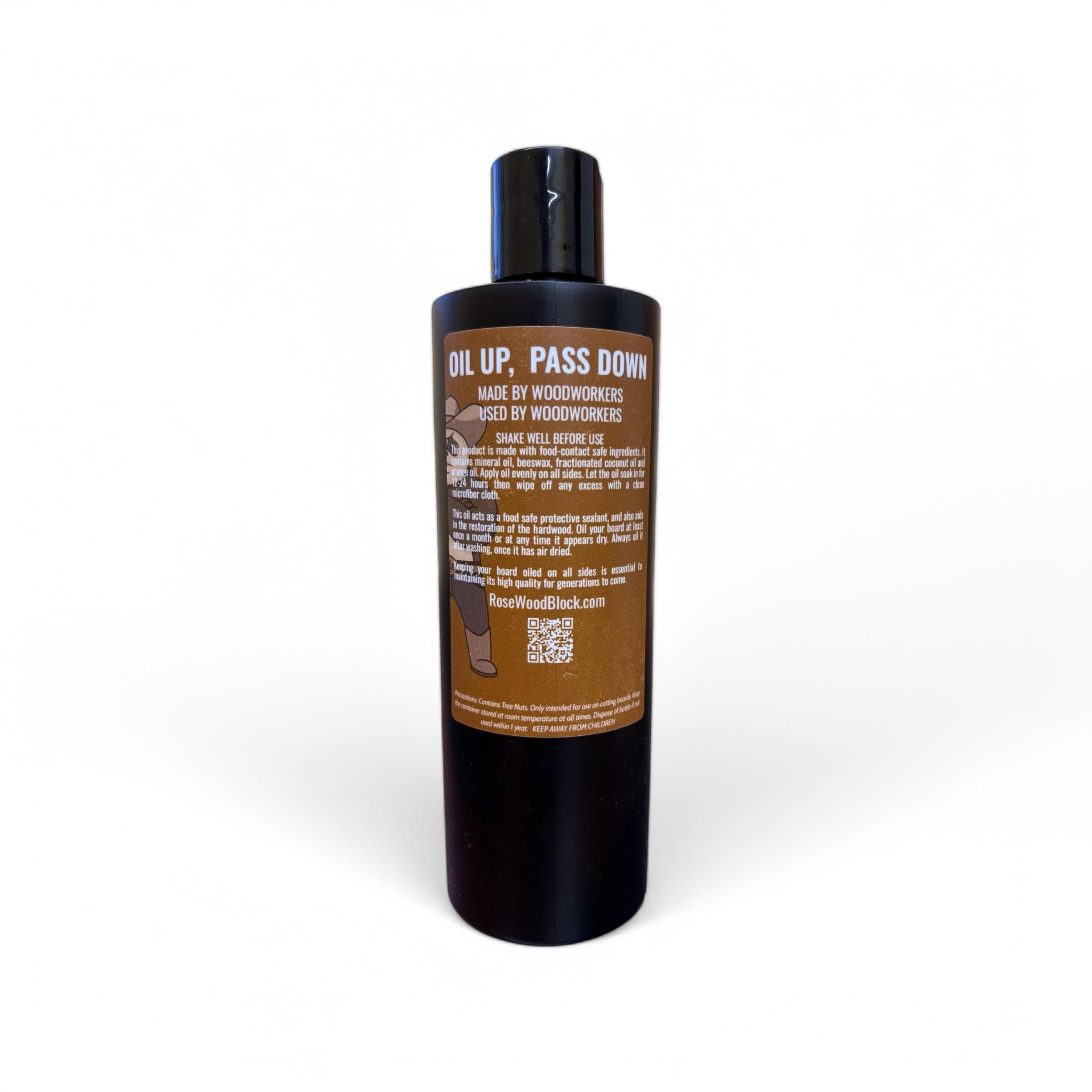 RoseWood Block Oil, 16 oz, Food-Safe & Non-Toxic, Deep Wood Conditioning, Utensils and Wood Surfaces, Enhancing Natural Grain Patterns, Proudly Bottled and Packaged by RWB, Made in America