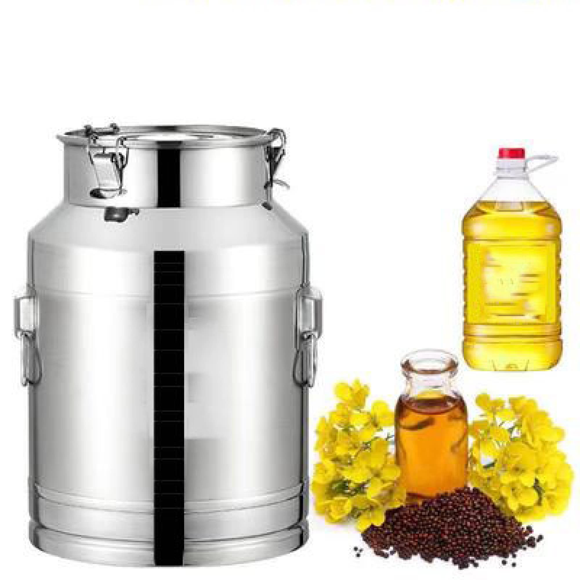 WOTZOV Milk Can Wine Pail Bucket Tote Jug Milk Can Canister Milk Pot Bucket With Sealed Lid Heavy Duty 201Stainless Steel Tote Jug / 9L，35L