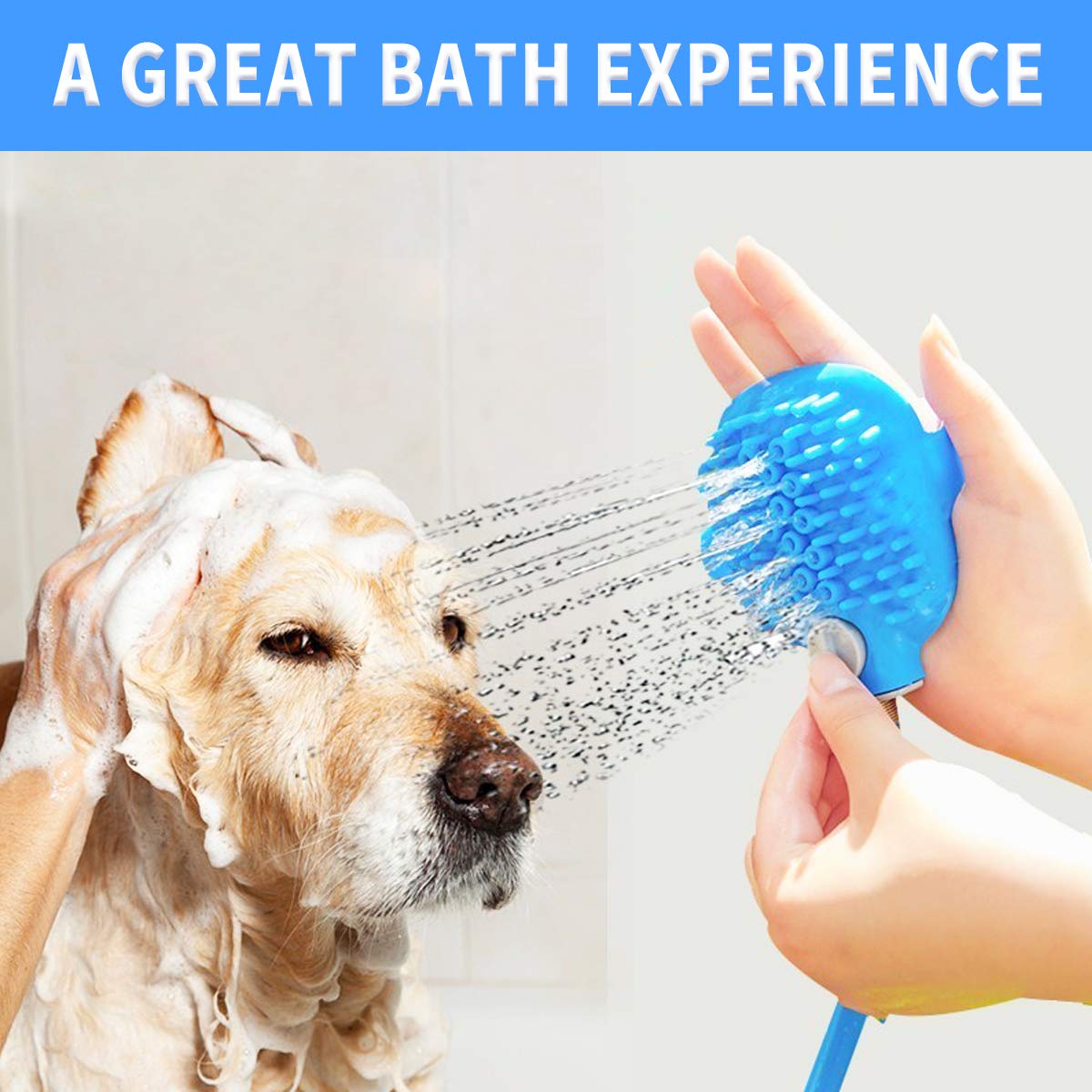 N/P Opryskiwacz do prysznica dla psa, nasadka do prysznica dla psa z wężem o długości 2,5 m, kompatybilna do użytku wewnątrz i na zewnątrz
