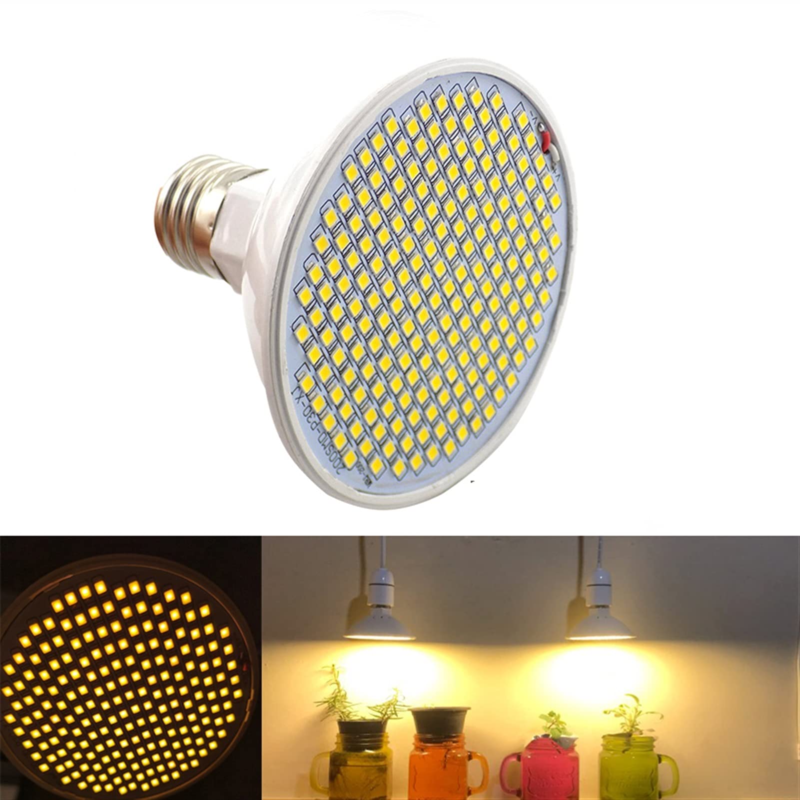 Światło do uprawy dla roślin domowych Pełne spektrum 200 LED Światło do uprawy roślin Żółte Warzywa w pomieszczeniach kultivo Growbox Namiot Pokój domowy Zielony dom Lampa LED do uprawy